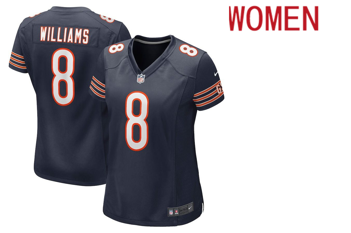 Women Chicago Bears #8 Damien Williams Nike Navy Game NFL Jersey->women nfl jersey->Women Jersey